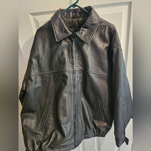 Men's Black Leather Jacket XL Outbrook